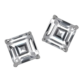 2 carat 8mm Asscher cut studs